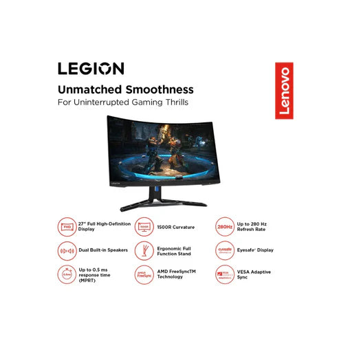 Lenovo Legion R27fc-30 27" FHD Curved Pro Gaming Monitor (280Hz (OD), 0.5 MPRT, FreeSync Premium)